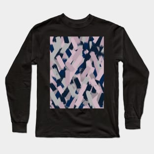 Navy Blue, Grey and Pink Smudgy Brush Strokes Long Sleeve T-Shirt